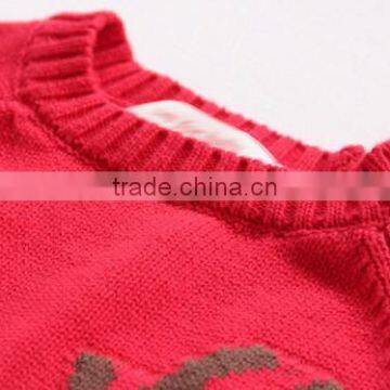 Popular Deer Deisgn Red Christmas Sweater Custom Knitting Patterns Christmas Pullover photo-3