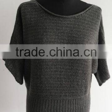 ladies bat sleeve lurex coated with mohair knit pullover sweater