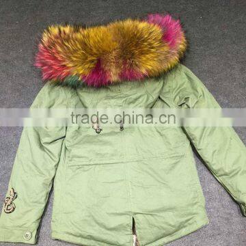 Myfur Customized Random Color Big Raccoon Fur Hood Patchwork Fur Lining Ladies Parka photo-2