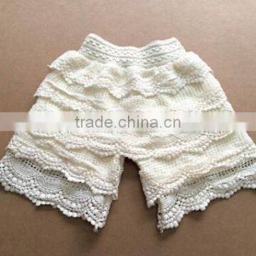 wholesale knit ruffle short ruffle bottom pants for baby short lace pants for girls