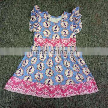 Whloesale easter Baby dress girls clothing with bunny printed for children kids dress clothing