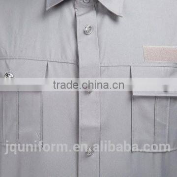 Professional OEM Uniform Factory Fashion Design Quality Short Sleeves Gray Men Security Uniform Shirts / Classic Security Shirt photo-5