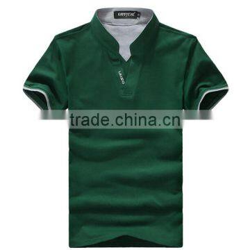 Custom Latest and New Summer Style Solid Colour v Collar Polo Men Shirt Wholesale for Sale photo-2