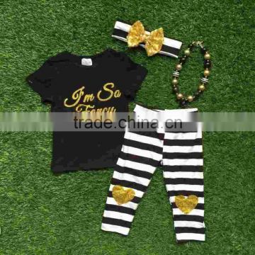 girls summer outfits baby girls boutique clothing girls I'm so fancy otufits stripe capri pants sets with accessories