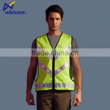 Rgb Led Flashing Police Safety Waterproof Orange Reflective Running Vest photo-2