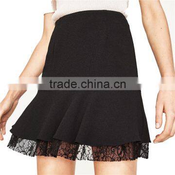 2017 OEM Spring Elegant Flouncing Frill and Lace Micro Skirt photo-6