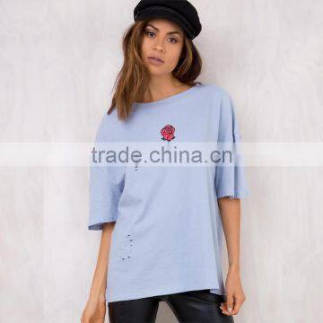 Hot Sexy bf Half Sleeve Distressed Girl's t Shirt With Custom Printing photo-2