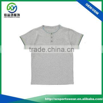 High quality 100% organic cotton 3 buttoms kids sports t shirts with pocket