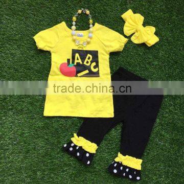 baby Girls ruffle capri pants sets apple girls boutique sets kids unique pre back to school clothing sets baby girls clothing