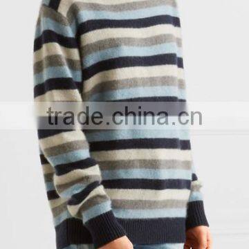 2017 New Design Mid-High Crew Necked Colorblocked Striped Girls Long Sweater photo-2