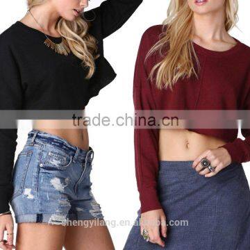 Newly Women's Long Sleeve Crop Tops Blouse Free Style Casual Clubwear