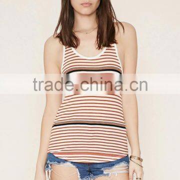 2016 Guangzhou Shandao Oem Service Summer New Arrival Knit Stripe Sleeveless Young Ladies New Design Fashion Top photo-4