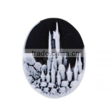 Resin Cameo Embellishments Oval Black & White Tree Pattern