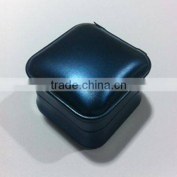 Sapphire Blue Leather Jewelry Box Double Ring and Pandent Packing photo-2
