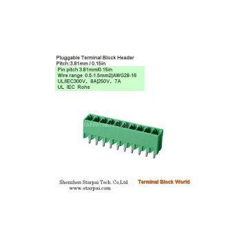Pitch 3.81mm/ 0.15in Pluggable Terminal Block Header 02poles