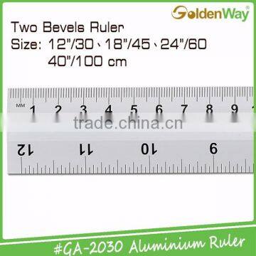 Cheap 30 cm promotional measuring two bevels aluminum metal scale ruler