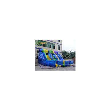 Blue And Yellow Three Tunnel Giant Inflatable Slide Of PVC Inflatable Products CE / UL blower