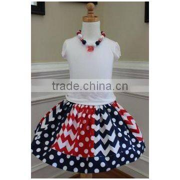 Chevron polka dot american national day costumes children girls cotton suit sets kids boutique clothes