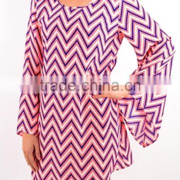 oem manufacturer latest designed long sleeve chevron women tunic fashion