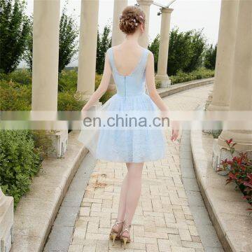 HS1614 Knee Length Short Lace Wedding Bridesmaid Dress Prom Party Dress photo-5