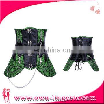 Women's Leather Steampunk Gothic Steel Boned Corset With Zipper