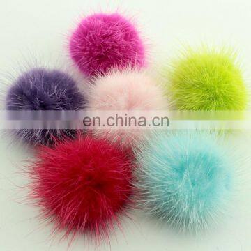 Fashion Charm Genuine mink Fur pom poms ball for key chain/ handbag pendant