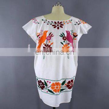 2017 Latest Embroidery Designs Women Flower plus size elegent mexican dress embroidered