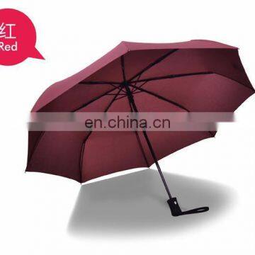 Automatic three folding umbrella manual open Solid pongee rain and sun umbrella for adult Ultralight rain umbrella