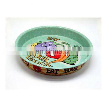 Food grade round right-angle side metal food tin dinner plates 356 x 327 x 58mmH