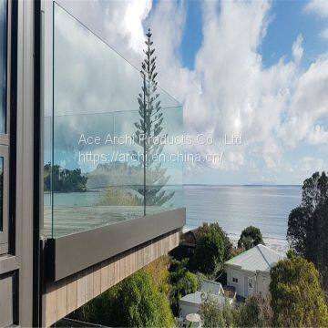 Popular Aluminum Glass Balustrade Design / Interior Aluminum U Channel Glass Railing