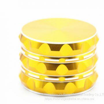 D50mm& H42 mm Aluminium Alloy Polygonal Cigar Grinder 4-layer Plat Sounder Smoke Grinder as Colorful Cigar Crushing Metal Accessory With White Edge for Tobacco,smoke,cigarette photo-3