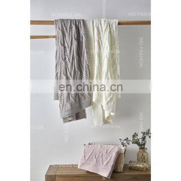 Knitted solid color soft organic designer throw blanket in bulk