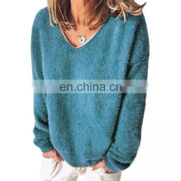 Autumn/winter Womenswear Arctic Velvet Ultra-thin V Neck Long Sleeve Loose T-shirt Hoodie photo-6