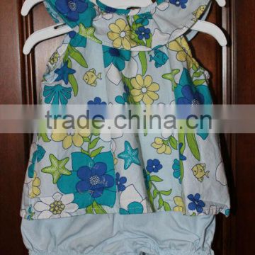 LovelyBabies New product of wholsale 2pc Top/Bubble short baby blue "Ocean" outfit 6