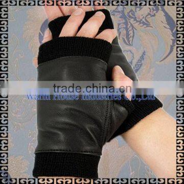 2016 New Fashion Wholesale Women's Short Fingered Kids Leather Gloves Cut Finger