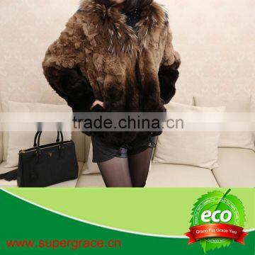 High quality rex rabbit fur coat