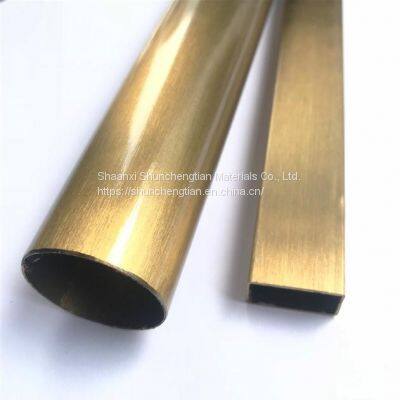 201 304 Golden Color Hairline Stainless Steel Pipe photo-2