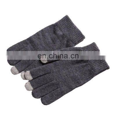 Black Touch Screen Cashmere Gloves Knitting Design for Winter