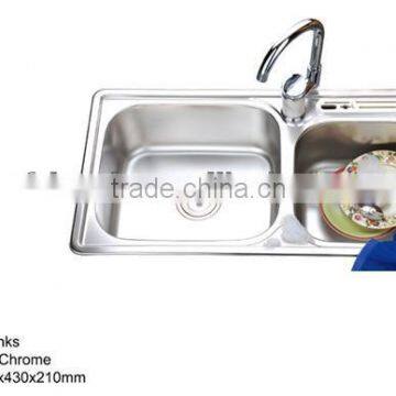 Used Kitchen Sinks Stainless Steel Material Unique Double Drain Board Factory Price Double Bowl Kitchen Sinks