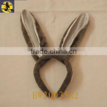 Grey Huge Plush Bunny Ear Headband with White Inner