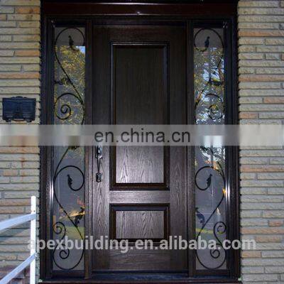 Glass Insert Solid Wood Door Wrought Iron Wood Door photo-4