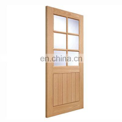 Simple Bathroom Toilet Wood Framed Glass Door French Cheap Oak Solid Interior Wooden Doors photo-4