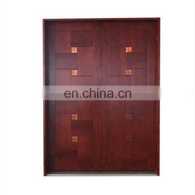 Custom double leaf solid wooden entry front door best solid oak wood craftsman style exterior front doors