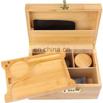 Large Stash Box Combo bamboo box natural bamboo weed stash box that is lockable