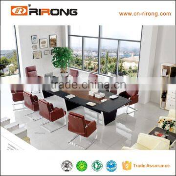Paer china leather wood veneer stainless steel high top meeting table