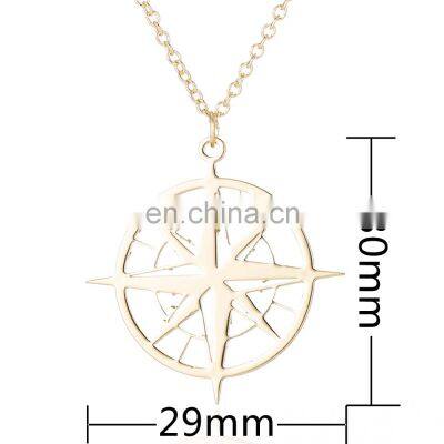 Popular Gold 925 Sterling Silver Eight Star Compass Pendant Charm Necklace For Women photo-5