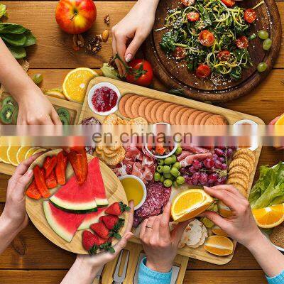 Bamboo Wood Slate Serving Tray Cheese Platter Knife Set Extra Large Charcuterie Cheese Board photo-3