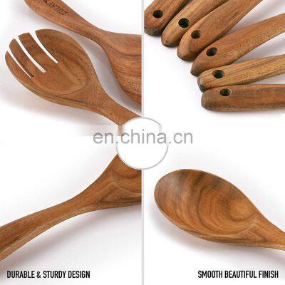 Natural Wood Utensils Kitchen Ware Cooking Utensils Set Spoons And Spatulas Wooden Spoons For Cooking Salad Fork photo-4