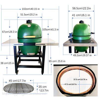 Upgrade 20”Ceramic Grill With Cart Esmog Oval Ceramic Grills,big Green Egg,kamado Grill, Ceramic Bbq, Cookware,Grills,Grill Pan,Manufacturer,China Factory photo-3