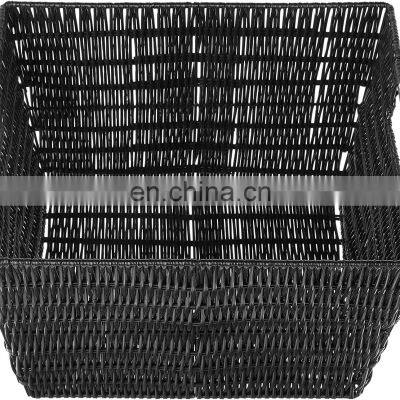 High Quality Large Capacity Stainless Steel Frame Hand Woven Storage Basket Plastic Vine Storage Box photo-3